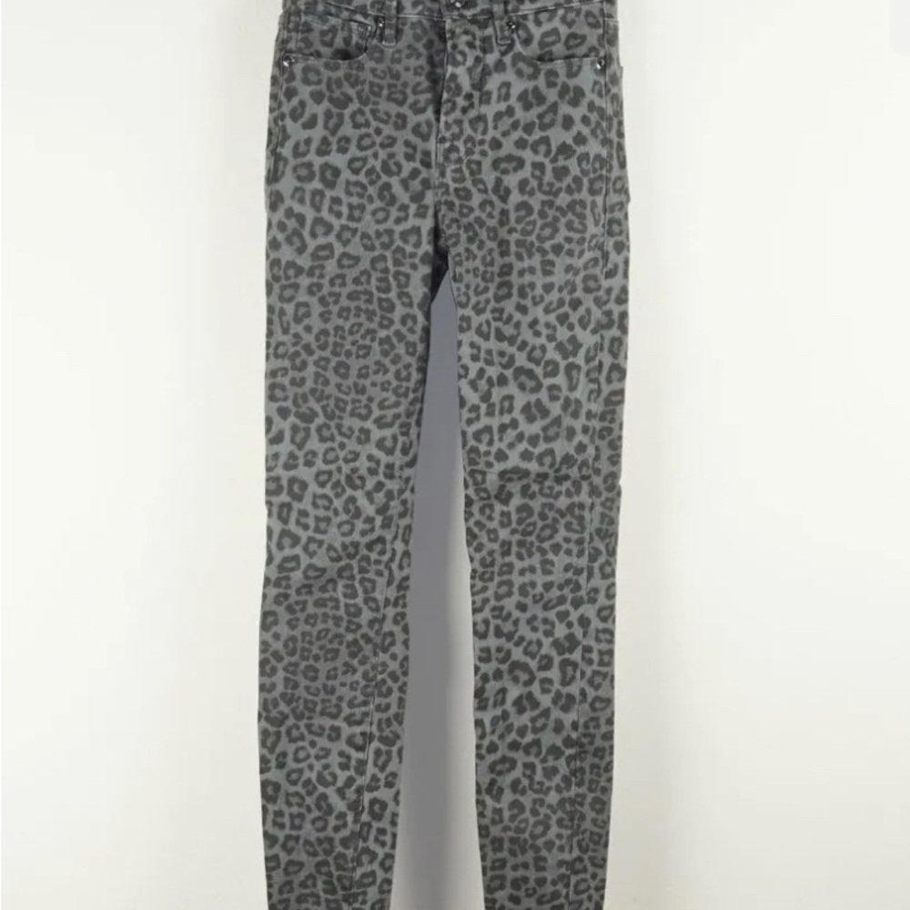 GOOD AMERICAN Good Legs Gray Leopard Print High Rise Skinny Jeans Size 00/24